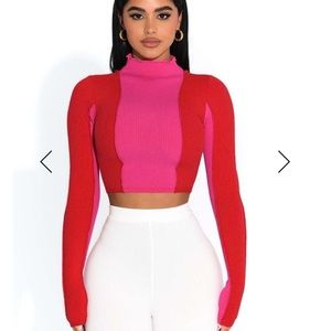 Naked wardrobe- pink and red sweater